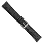 12mm Black Matte Wild Alligator Grain Leather with Silver-tone Buckle 6.75 inch Watch Band - Sophia Jewelers