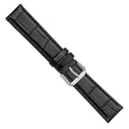 12mm Black Matte Wild Alligator Grain Leather with Silver-tone Buckle 6.75 inch Watch Band - Sophia Jewelers