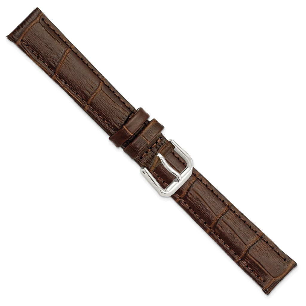 Alligator-Grain Leather Watch Band in Brown, 14mm - Sophia Jewelers