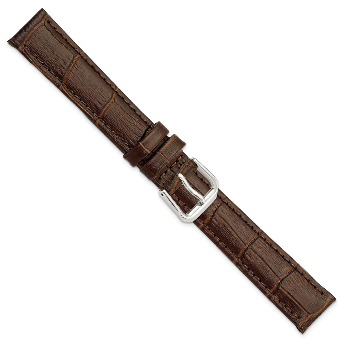 Alligator-Grain Leather Watch Band in Brown, 14mm - Sophia Jewelers