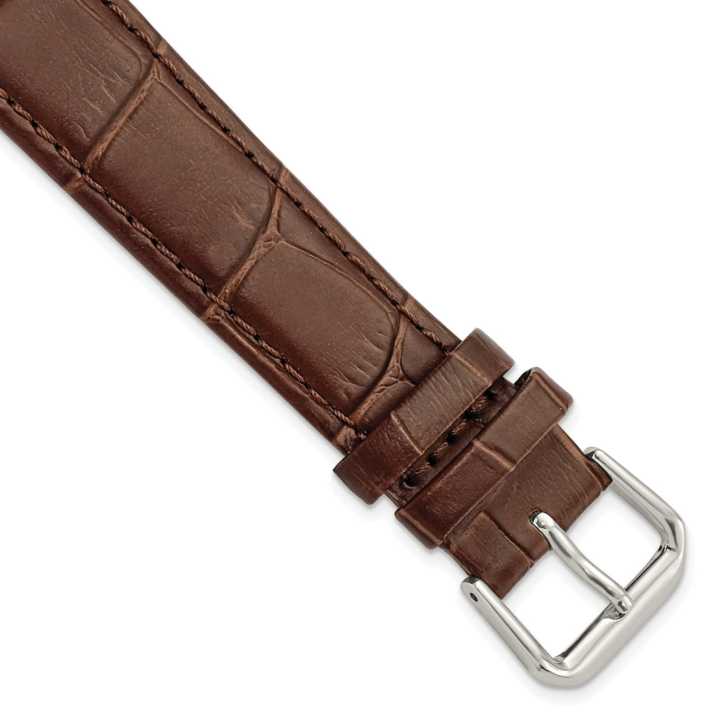 Alligator-Grain Leather Watch Band in Brown, 14mm