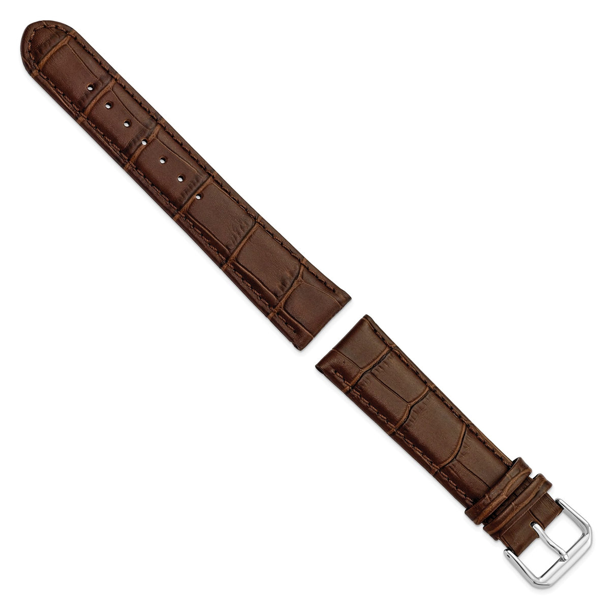 Alligator-Grain Leather Watch Band in Brown, 14mm - Sophia Jewelers