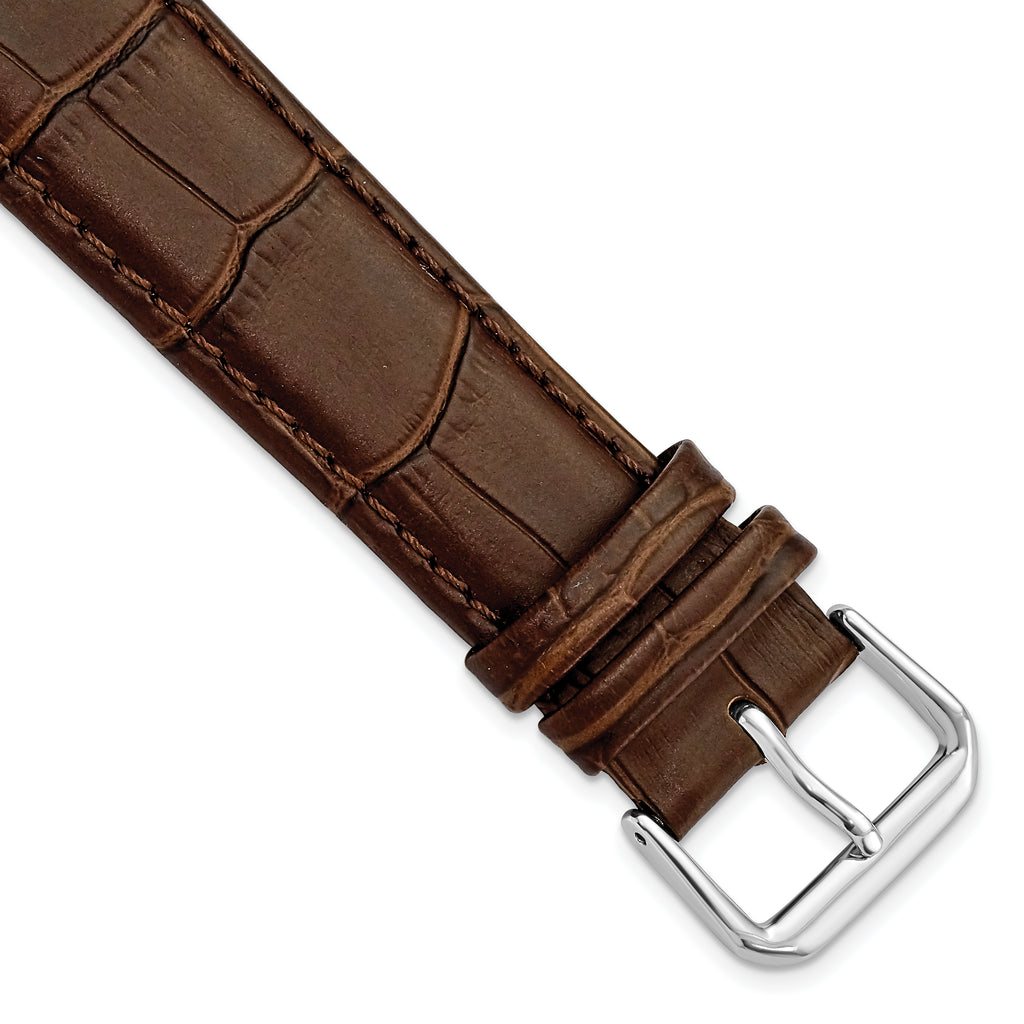 Alligator-Grain Leather Watch Band in Brown, 14mm