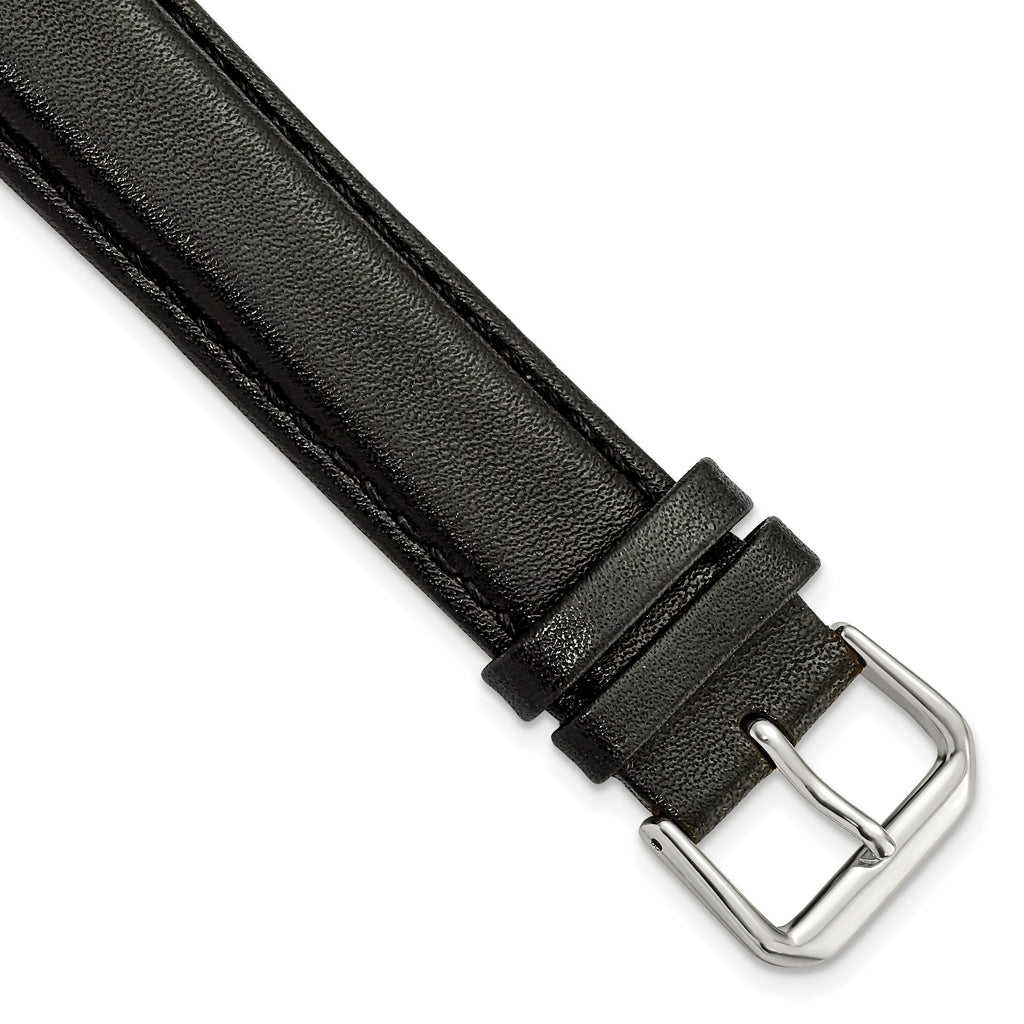 Extra-Long Smooth Leather Watch Band in Black, 18mm
