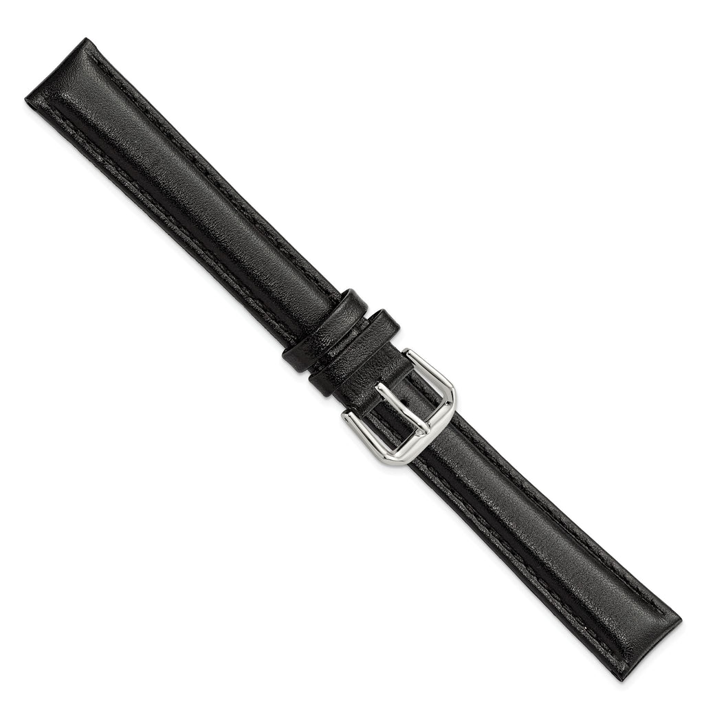 Long Smooth Black Watch Band in Leather - Sophia Jewelers