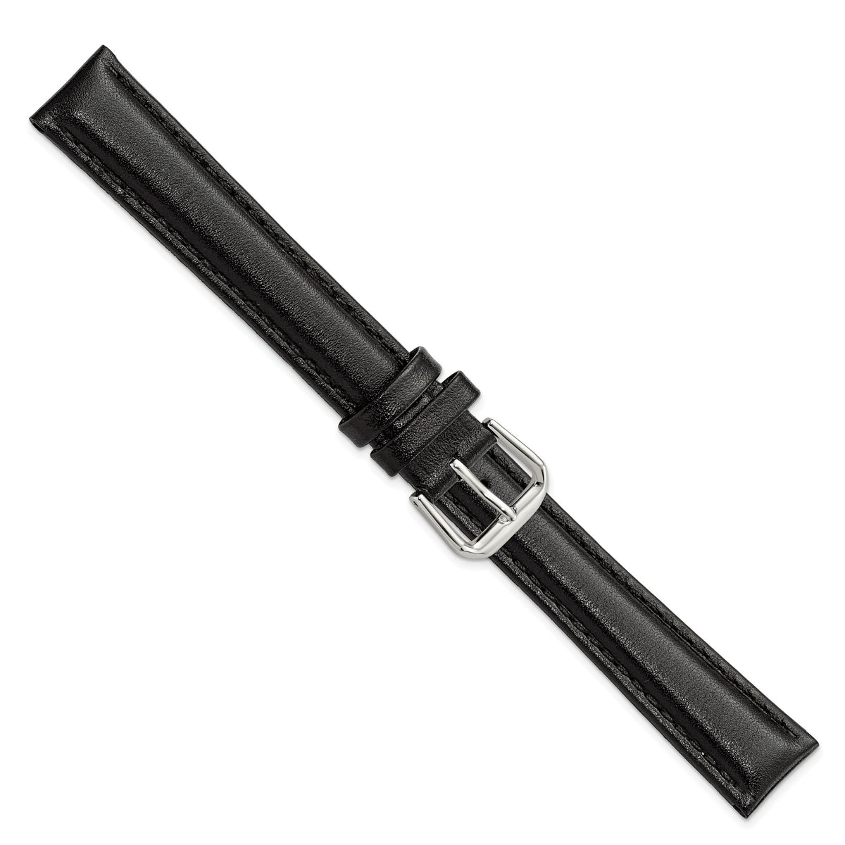 Long Smooth Black Watch Band in Leather - Sophia Jewelers