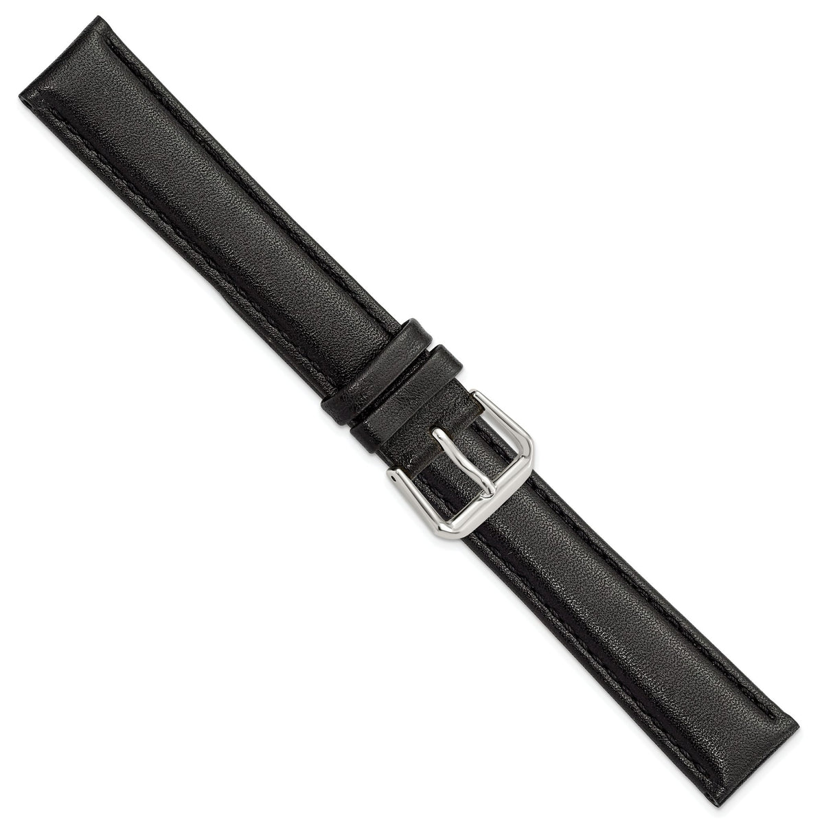 Long Smooth Black Watch Band in Leather - Sophia Jewelers