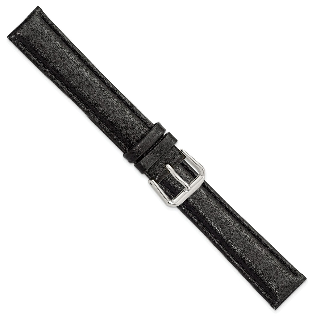 Long Smooth Black Watch Band in Leather - Sophia Jewelers