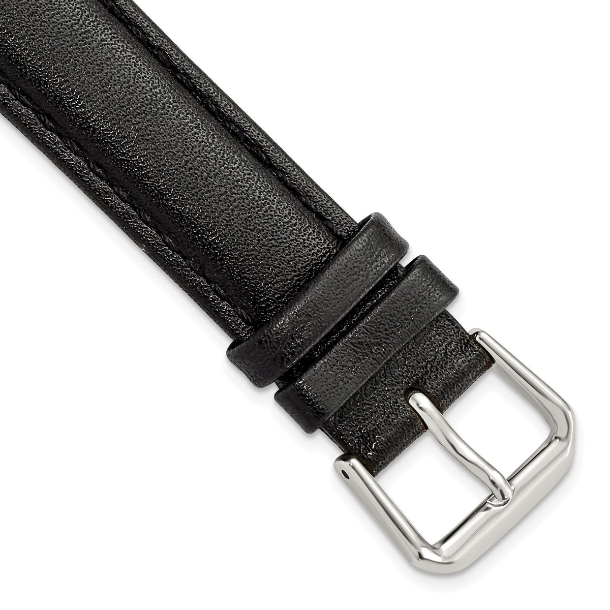Long Smooth Black Watch Band in Leather - Sophia Jewelers