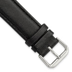 Long Smooth Leather Watch Band in Black with Silver-Tone Buckle, 16mm