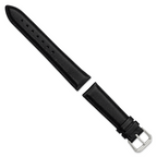 DeBeer 18mm Short Black Smooth Leather with Silver-tone Buckle 6.75 inch Watch Band