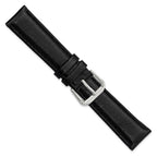 DeBeer 18mm Short Black Smooth Leather with Silver-tone Buckle 6.75 inch Watch Band