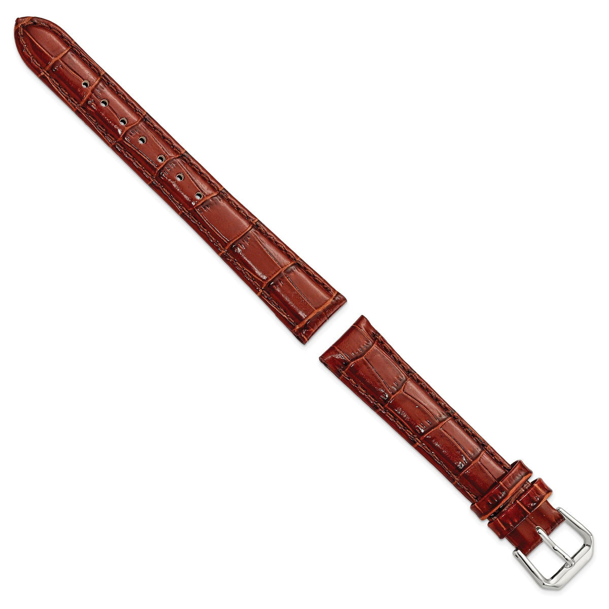 Havana Crocodile-Grain Leather Watch Band, 10mm - Sophia Jewelers