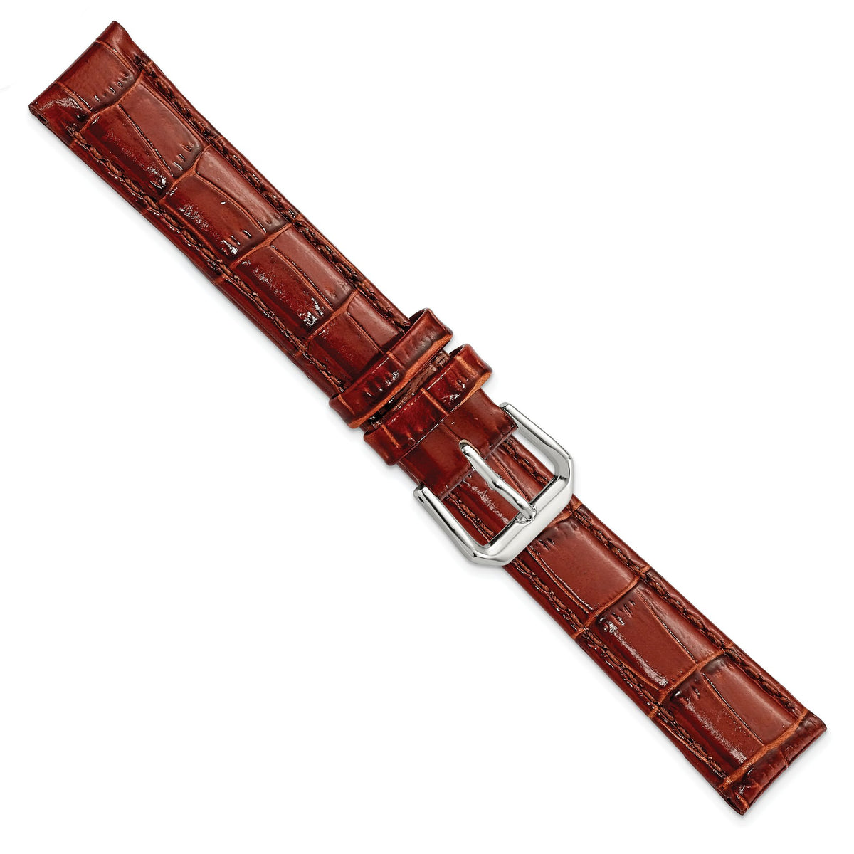 Havana Crocodile-Grain Leather Watch Band, 10mm - Sophia Jewelers