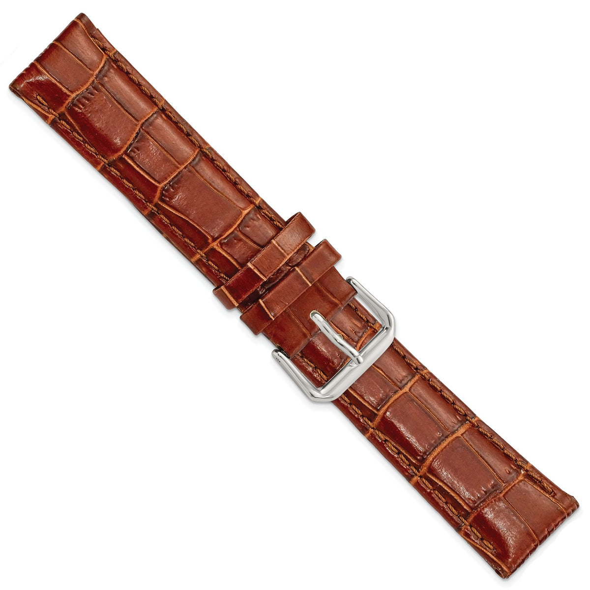 Havana Crocodile-Grain Leather Watch Band, 10mm - Sophia Jewelers