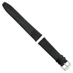 DeBeer 20mm Flat Black Lizard Grain Leather with Silver-tone Buckle 7.5 inch Watch Band