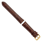 Havana Crocodile-Grain Leather Watch Band with White Stitching, 16mm - Sophia Jewelers