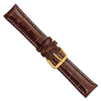 Havana Crocodile-Grain Leather Watch Band with White Stitching, 16mm - Sophia Jewelers