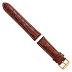 Havana Crocodile-Grain Leather Watch Band with White Stitching, 16mm - Sophia Jewelers