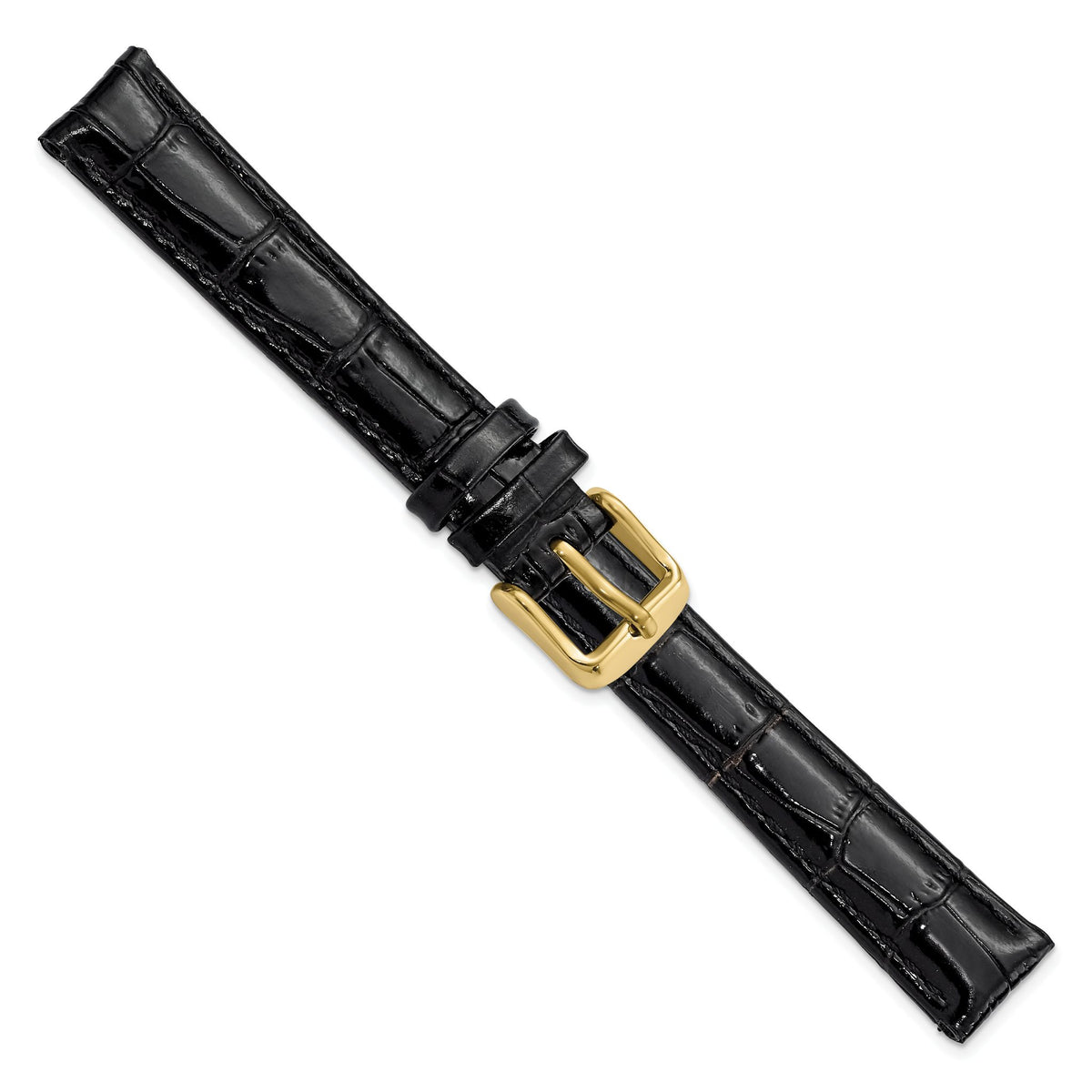 Black Crocodile-Grain Leather Watch Band, 19mm - Sophia Jewelers