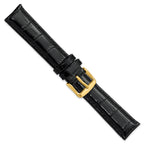 Black Crocodile-Grain Leather Watch Band, 19mm - Sophia Jewelers