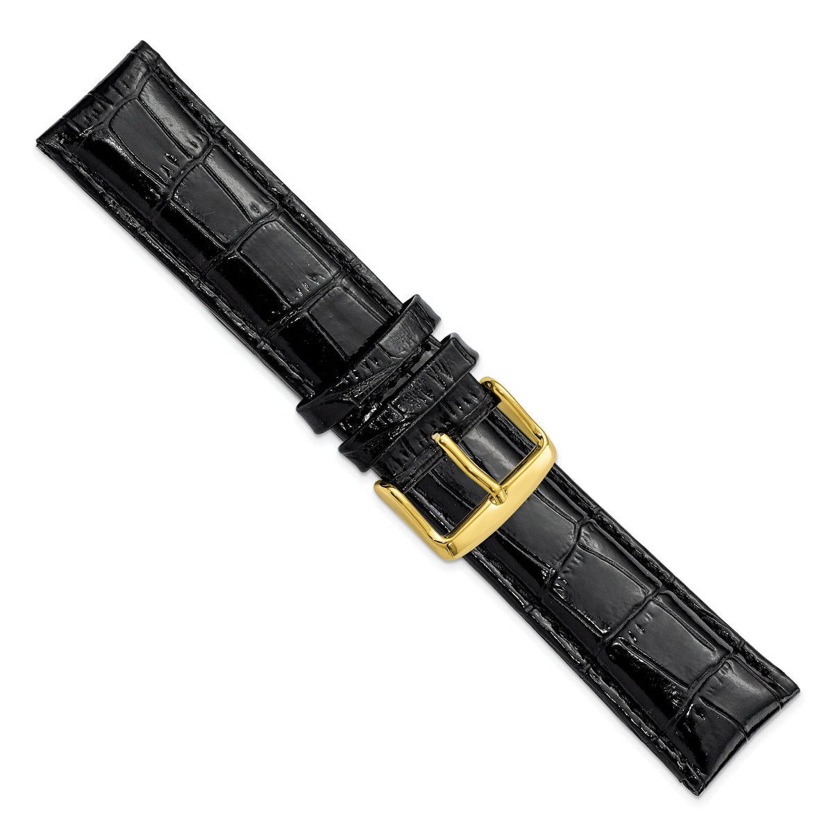 Black Crocodile-Grain Leather Watch Band, 19mm - Sophia Jewelers