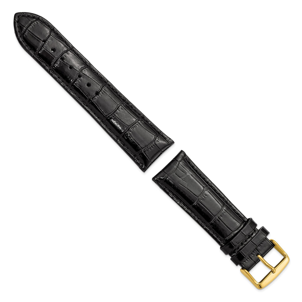 Black Crocodile-Grain Leather Watch Band, 19mm - Sophia Jewelers