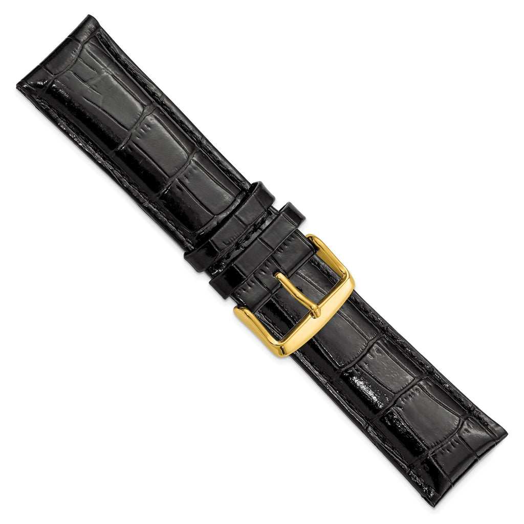 Black Crocodile-Grain Leather Watch Band, 19mm - Sophia Jewelers