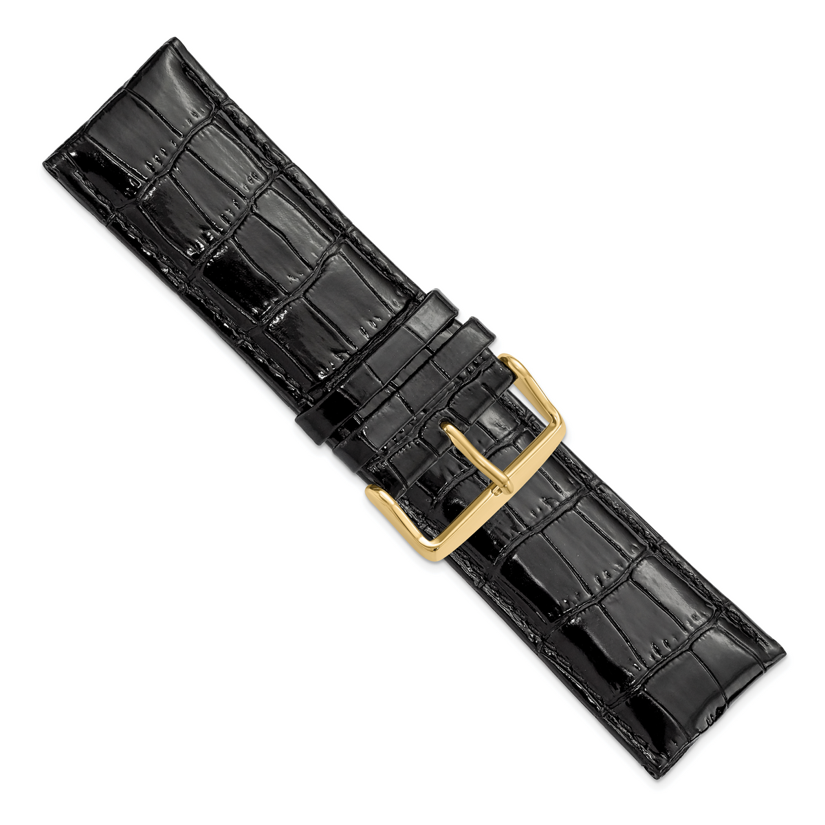 Black Crocodile-Grain Leather Watch Band, 19mm - Sophia Jewelers