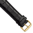 Black Crocodile-Grain Chronograph Watch Band, 20mm