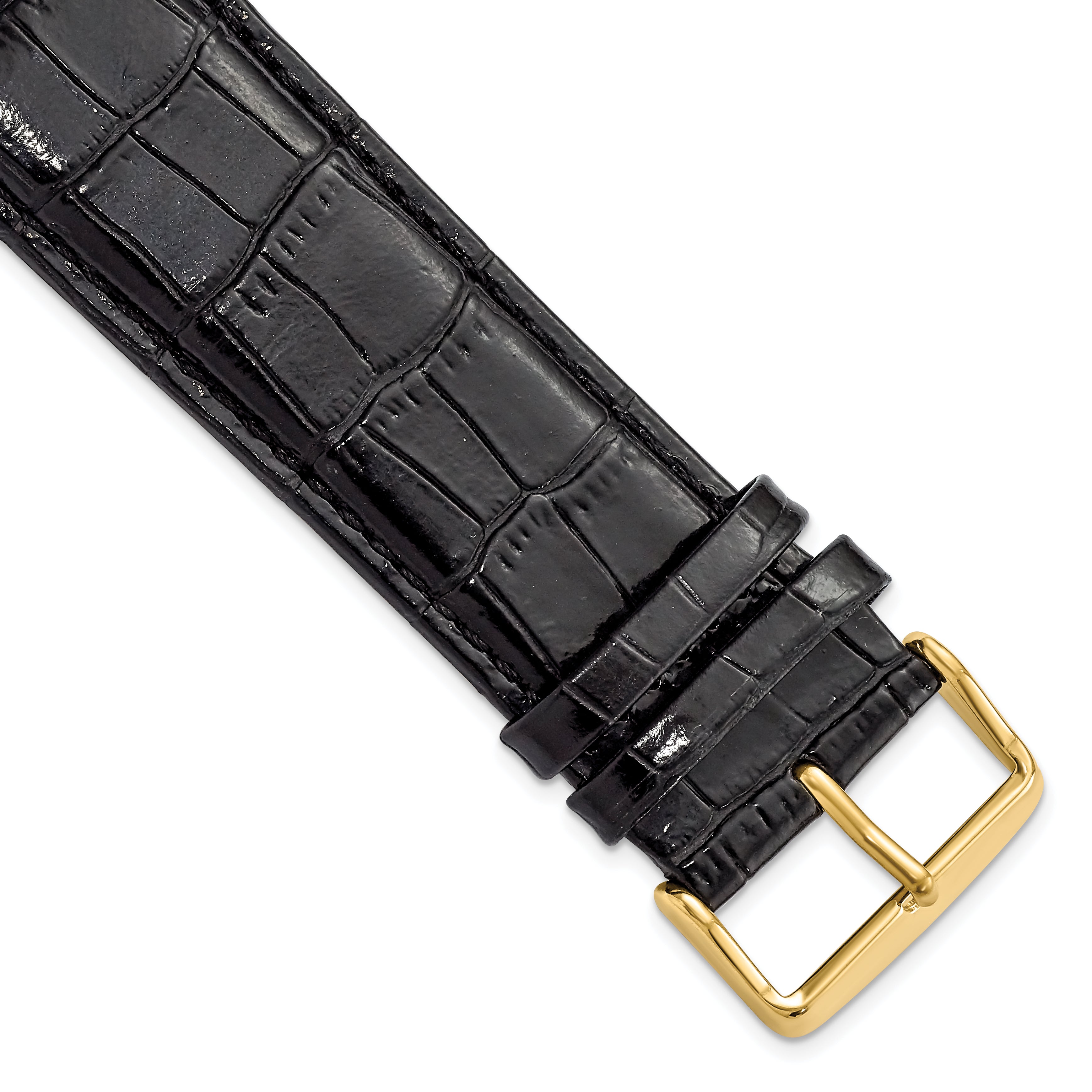 Black Crocodile-Grain Chronograph Watch Band, 20mm