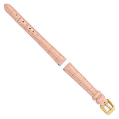 12mm Pink Crocodile Grain Chronograph Leather with Gold-tone Buckle 6.75 inch Watch Band
