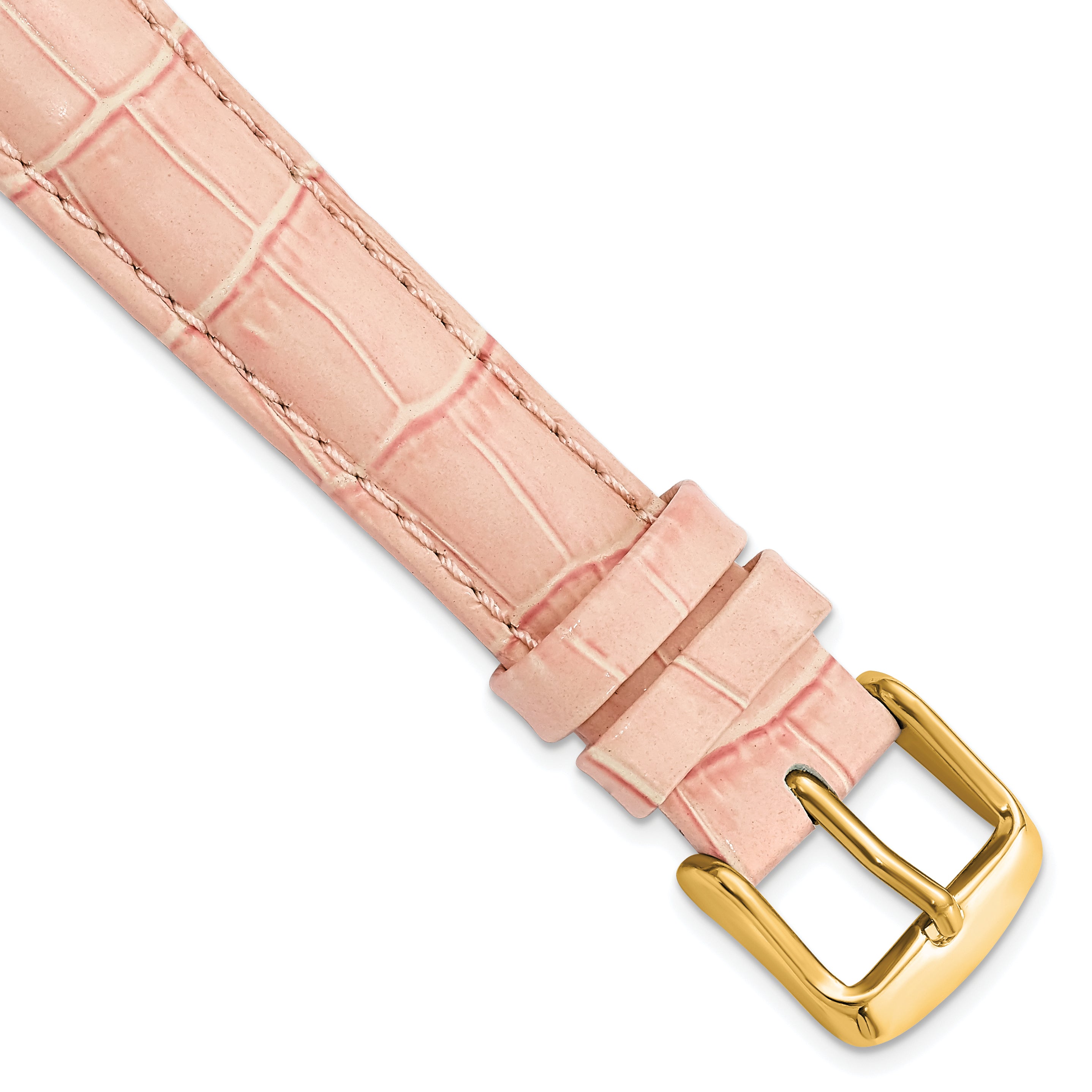12mm Pink Crocodile Grain Chronograph Leather with Gold-tone Buckle 6.75 inch Watch Band