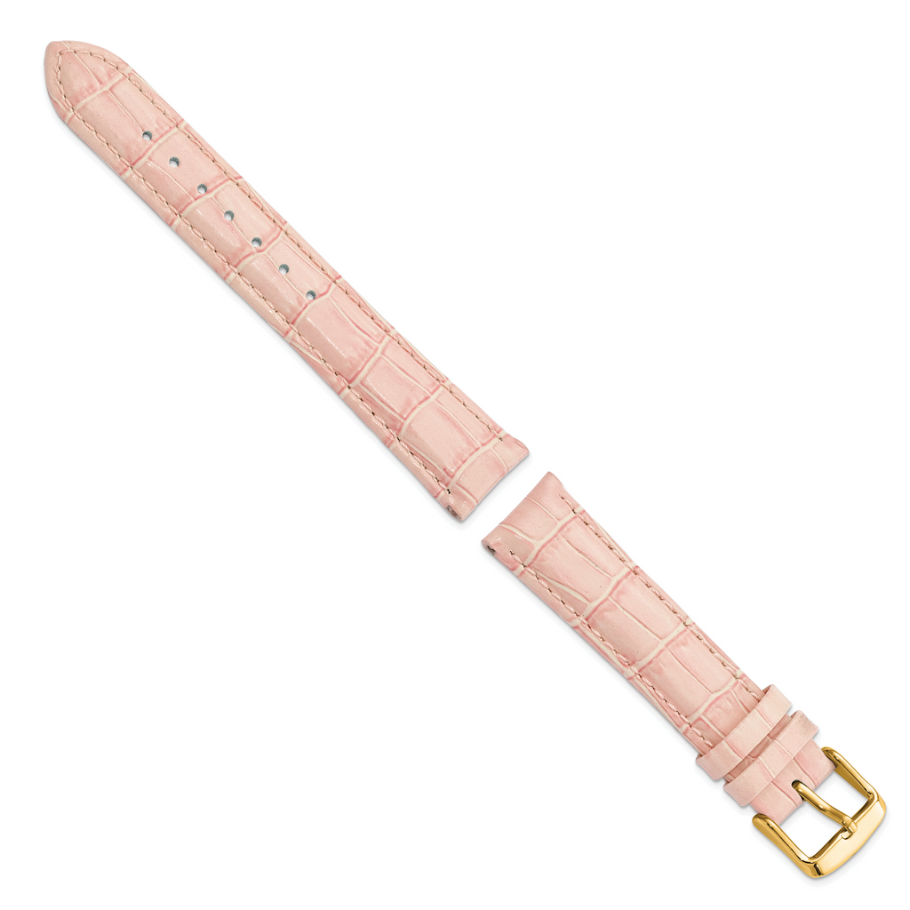 Crocodile-Grain Leather Watch Band with Gold-Tone Buckle 24mm