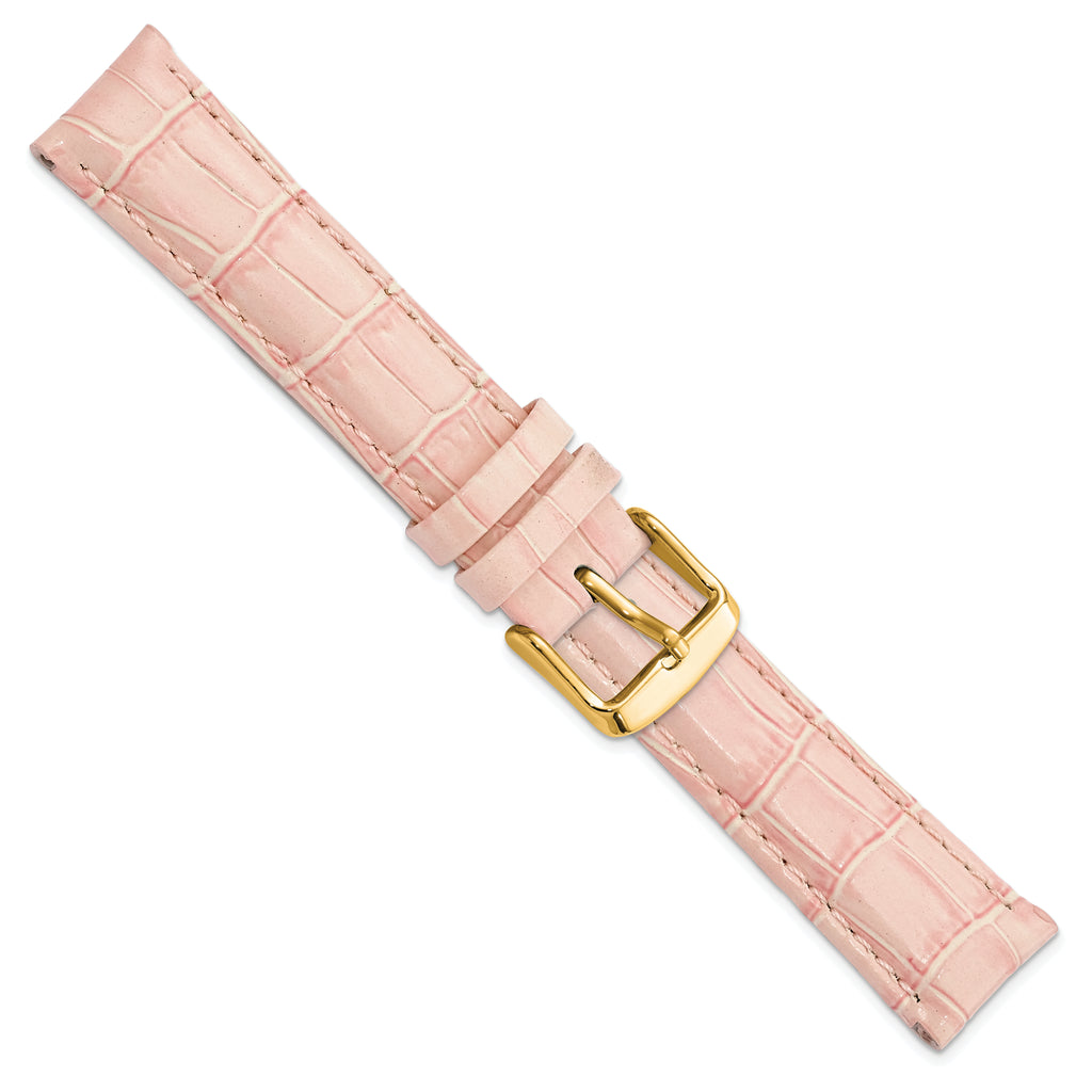 Crocodile-Grain Leather Watch Band with Gold-Tone Buckle 24mm