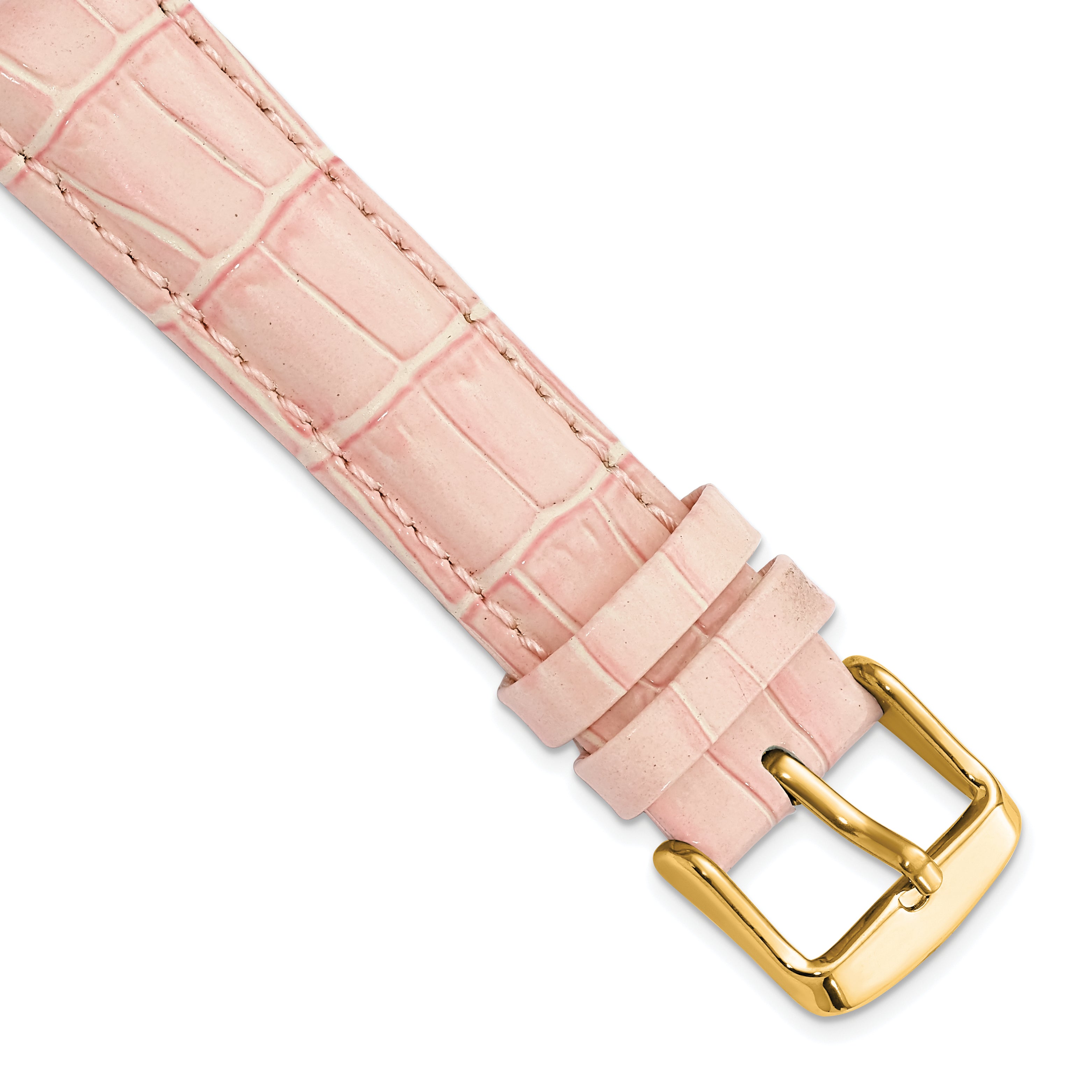 12mm Pink Crocodile Grain Chronograph Leather with Gold-tone Buckle 6.75 inch Watch Band