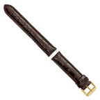 Dark Brown Crocodile-Grain Chronograph Watch Band in Gold-Tone Buckle - Sophia Jewelers