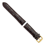 Dark Brown Crocodile-Grain Chronograph Watch Band in Gold-Tone Buckle - Sophia Jewelers