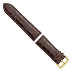 Dark Brown Crocodile-Grain Chronograph Watch Band in Gold-Tone Buckle - Sophia Jewelers