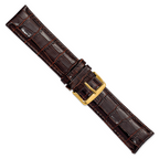 DeBeer 24mm Long Dark Brown Crocodile Grain Chronograph Leather with Gold-tone Buckle 8.5 inch Watch Band