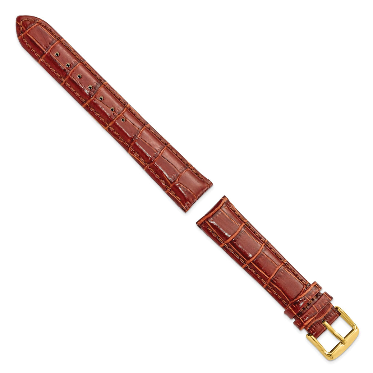 Havana Crocodile-Grain Leather Watch Band, 16mm - Sophia Jewelers