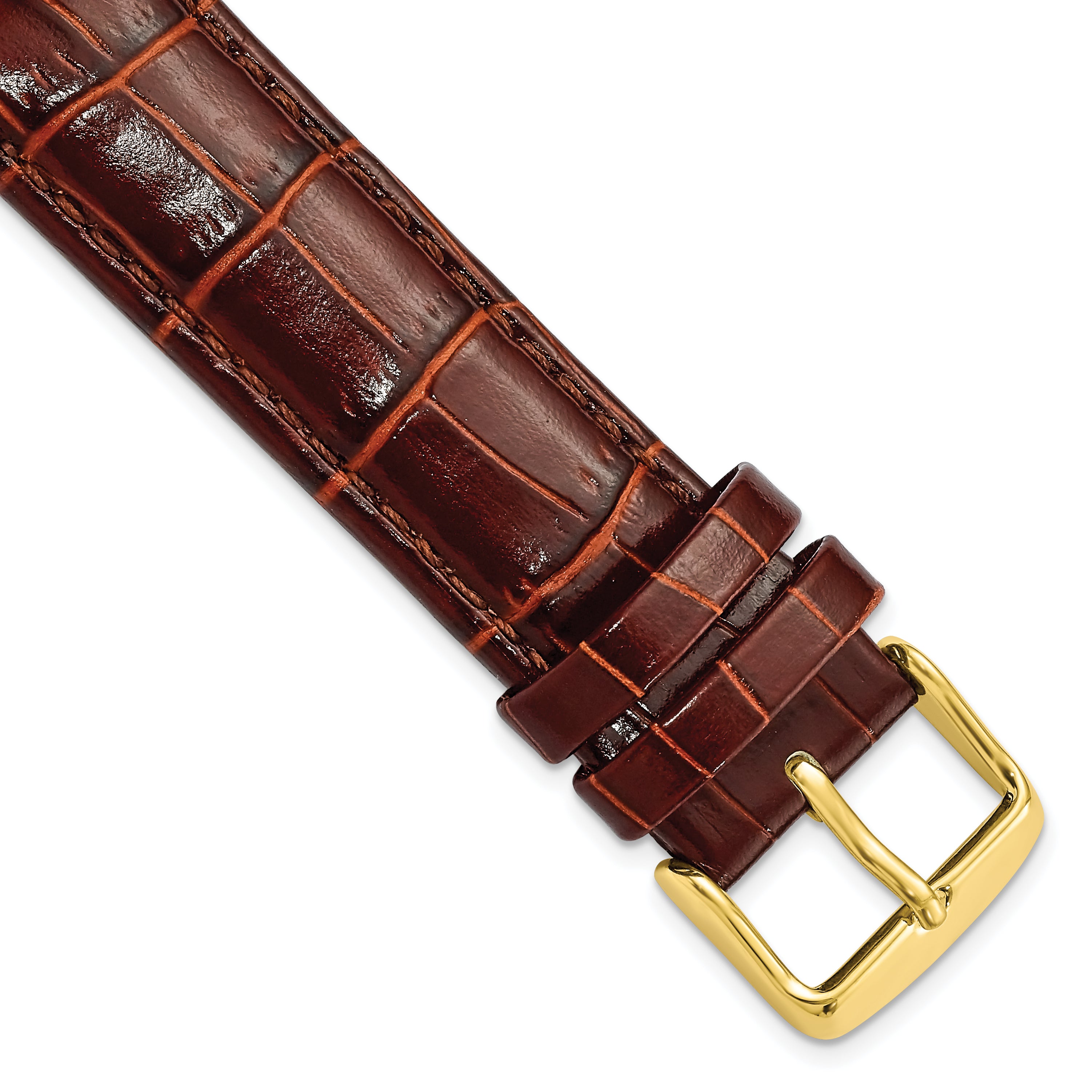 Havana Crocodile-Grain Leather Watch Band, 16mm