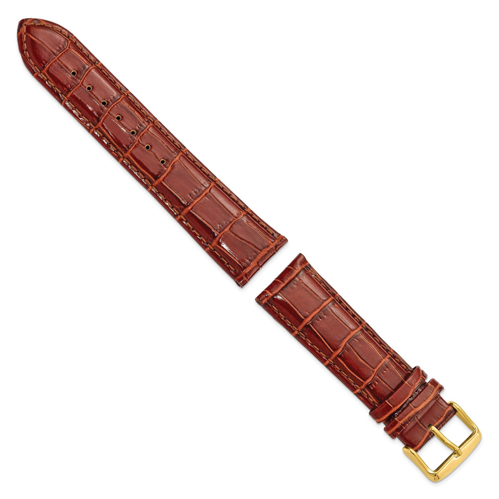 Havana Crocodile-Grain Leather Watch Band, 16mm - Sophia Jewelers