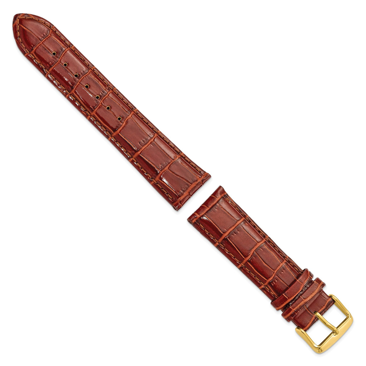 Havana Crocodile-Grain Leather Watch Band, 16mm - Sophia Jewelers
