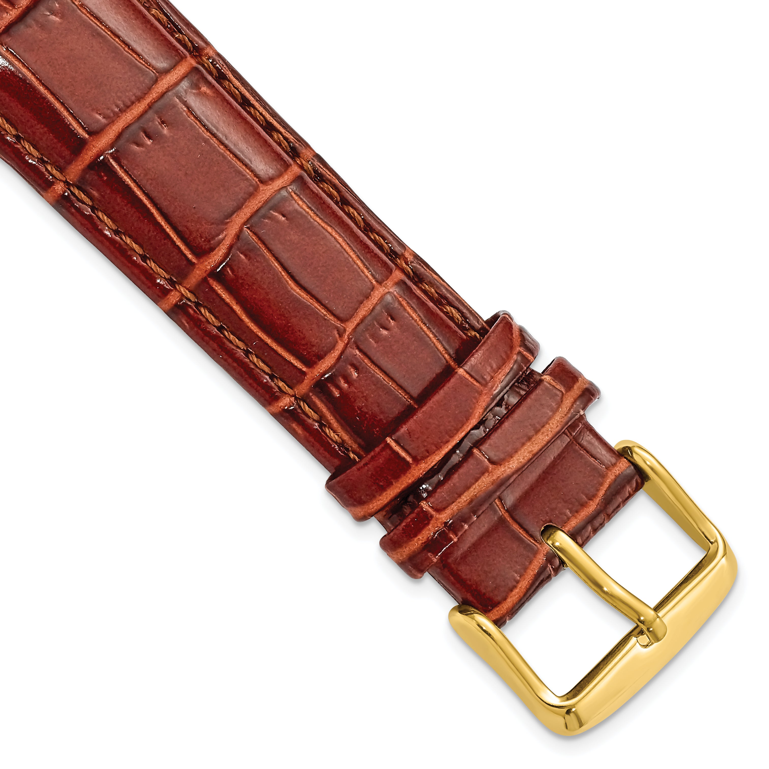 Havana Crocodile-Grain Leather Watch Band, 16mm