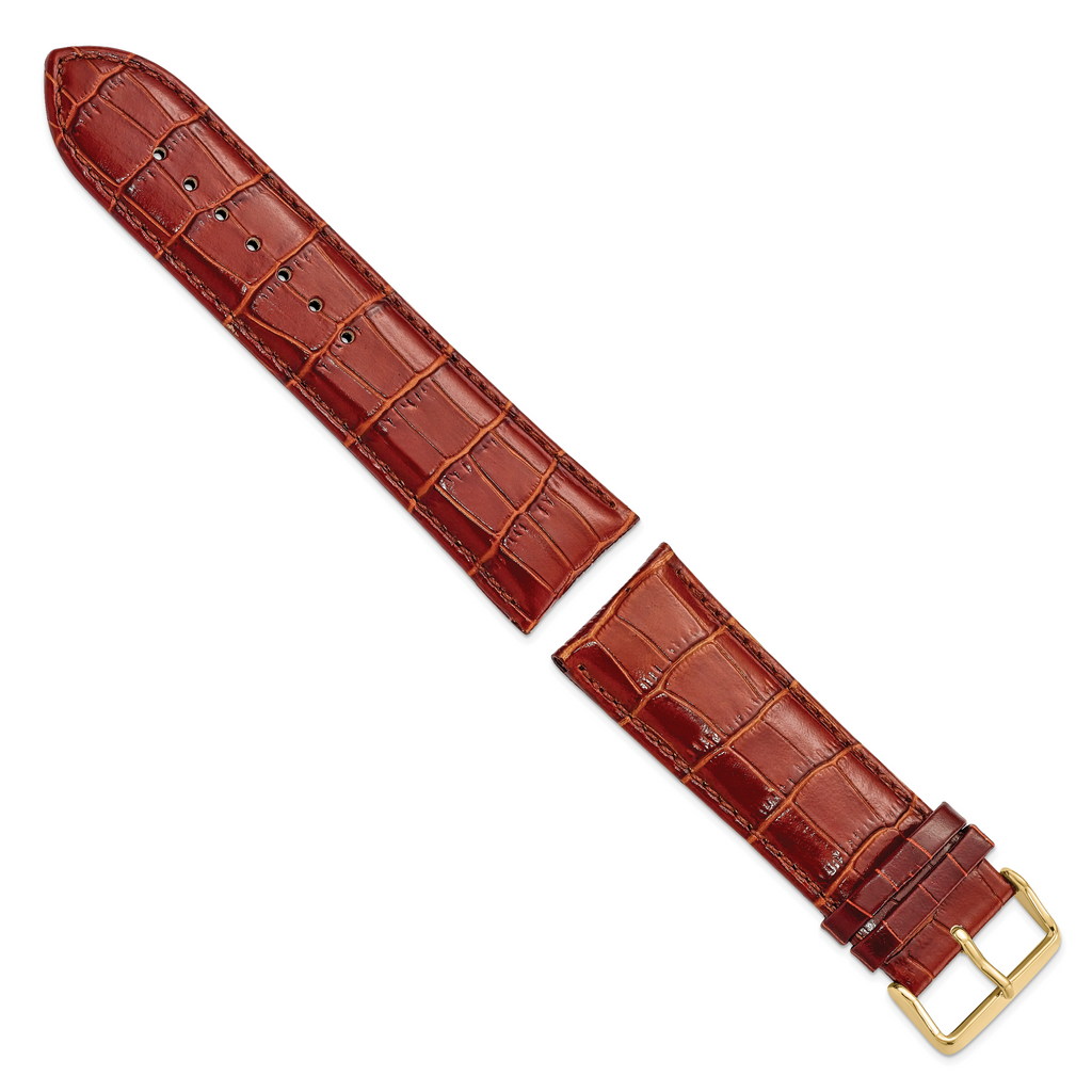 Havana Crocodile-Grain Leather Watch Band, 16mm - Sophia Jewelers