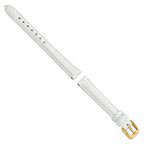 12mm White Crocodile Grain Chronograph Leather with Gold-tone Buckle 6.75 inch Watch Band