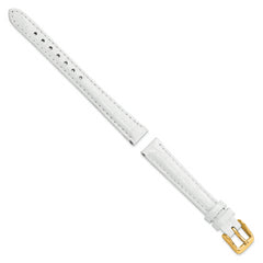12mm White Crocodile Grain Chronograph Leather with Gold-tone Buckle 6.75 inch Watch Band