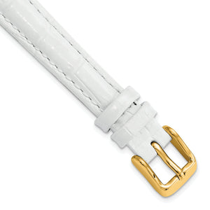 DeBeer White Crocodile-Grain Watch Band in Leather - Sophia Jewelers