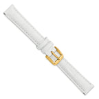 DeBeer 14mm White Crocodile Grain Chronograph Leather with Gold-tone Buckle 6.75 inch Watch Band